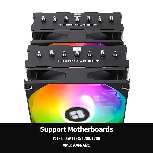 Miniatura 9 de Thermalright Enfriador de aire para CPU PS120SE, enfriador de CPU de 7 tubos de calor, ventilador dual de 4.724 in TL-C12B V2 PWM, tecnología AGHP