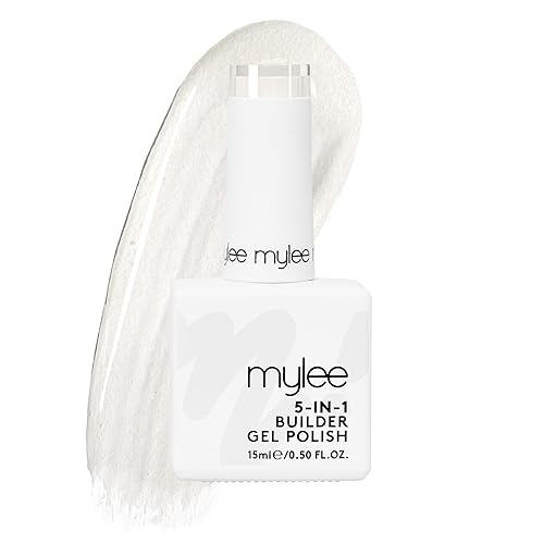 Mylee 5 in 1 Builder Base Strengthening Gel 15ml, UV/LED Nail Polish Coat for Hard Strong Nails Tips & Extensions, For Nail Art Decoration, Decals & Jewels, Professional Manicure Repair (Clear) - Clear