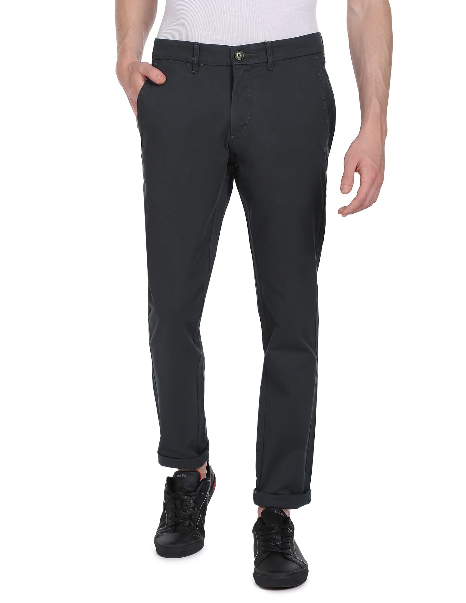 u.s. polo assn. Men's Stretch Fit Mid Rise Austin Trim Fit Stretch Casual Trouser-picture-19