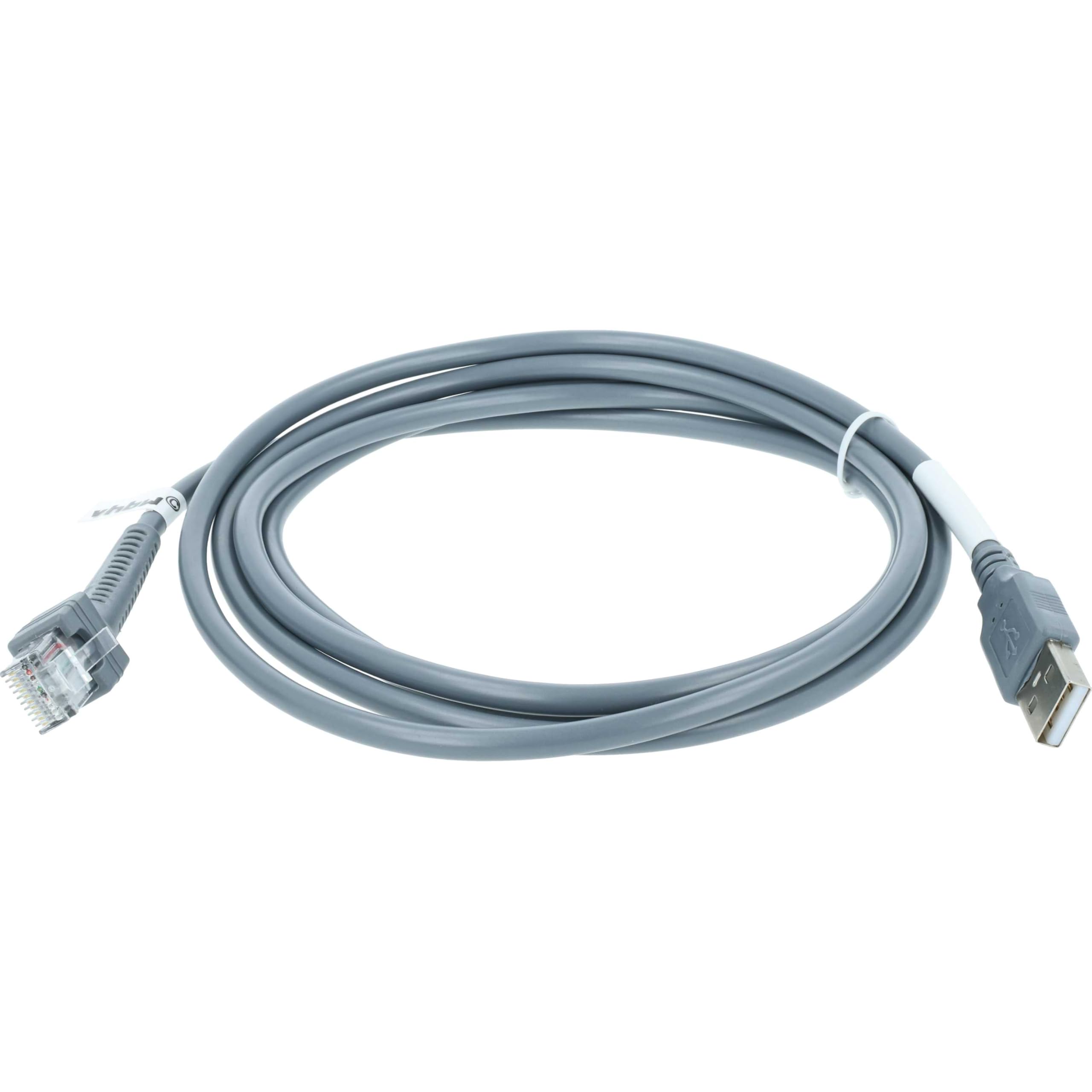 vhbw Cable de Datos USB 2.0 (m) a RJ45 (m) Compatible con Zebra DS2208, DS3400, DS3408, DS3508, DS3578 escáner de código Barras - Cable, 2 m Gris