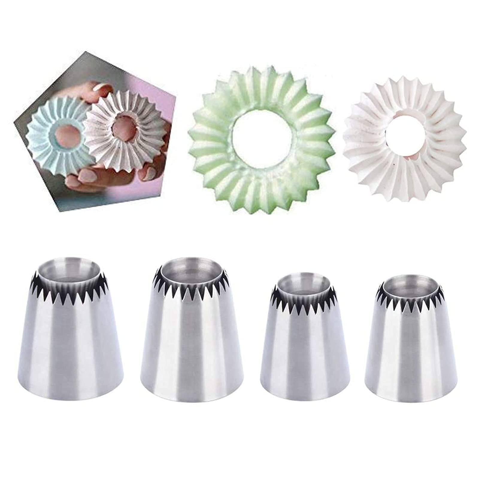 KBstore 4 pcs Cookies Biscuits Tips Set-Ideal Grand Stainless Steel Icing Nozzle DIY Tools for Cupcakes Pastry Cake Decorating #10, 2