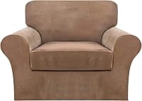 Vista 45 de FantasDecor Fundas para Silla y Sofá de 2 Piezas de Terciopelo para Sala de Estar, Fundas Deslizantes con Cojín Individual, Protector Elástico