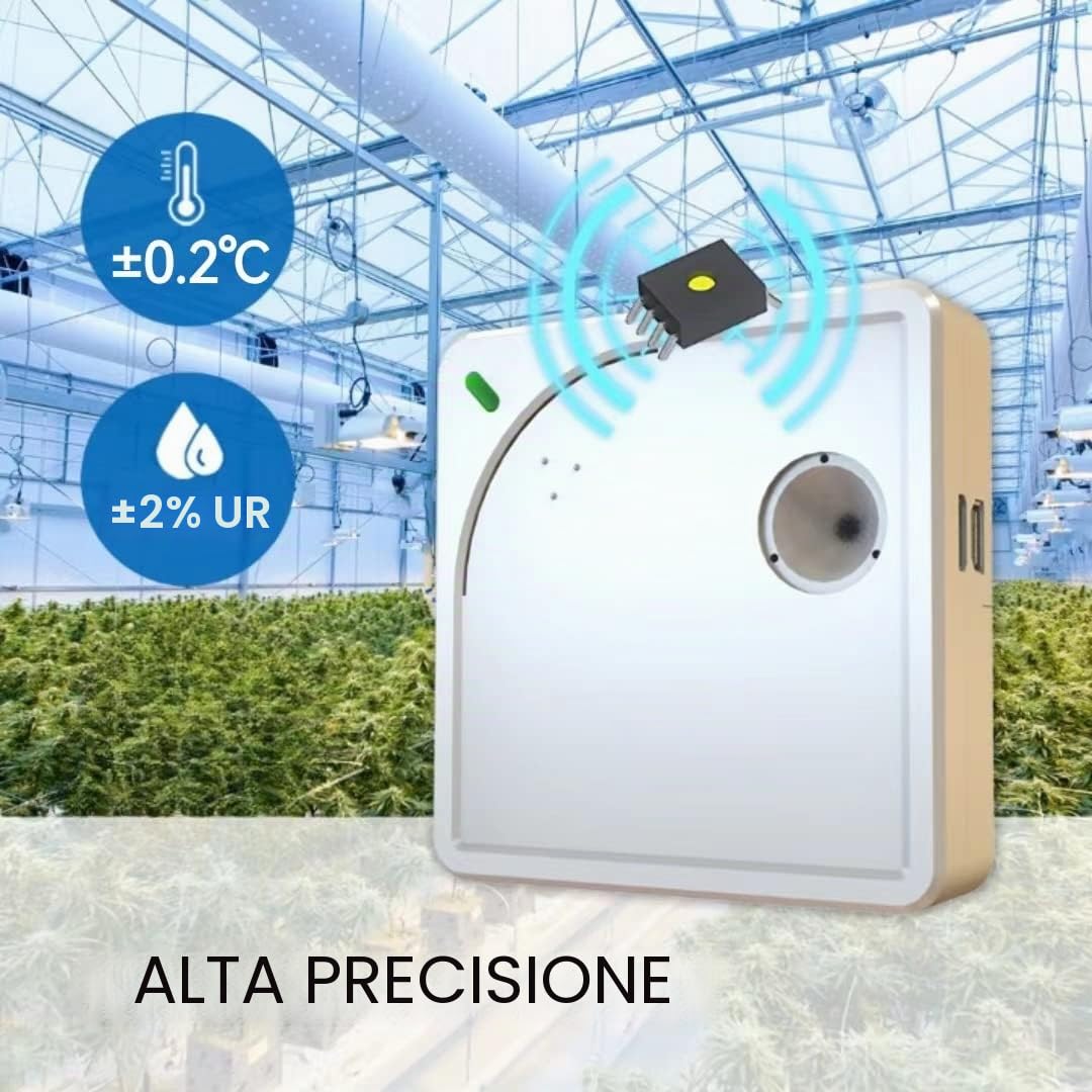 UbiBot WS1 - Misuratore di temperatura e umidità WiFi, igrometro termometro wireless, data logger WiFi con allarme App gratuito, temperatura frigorifero, App Android/iOS (solo WiFi 2.4GHz, IFTTT)