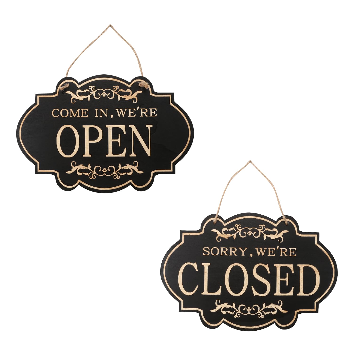 Tabanzhe Store Hanging Open Closed Sign,Wooden Reversible Double-Sided Business Sign,for Business Door Window Restaurant Club Shop Bar Hotel Cafe - Image 3