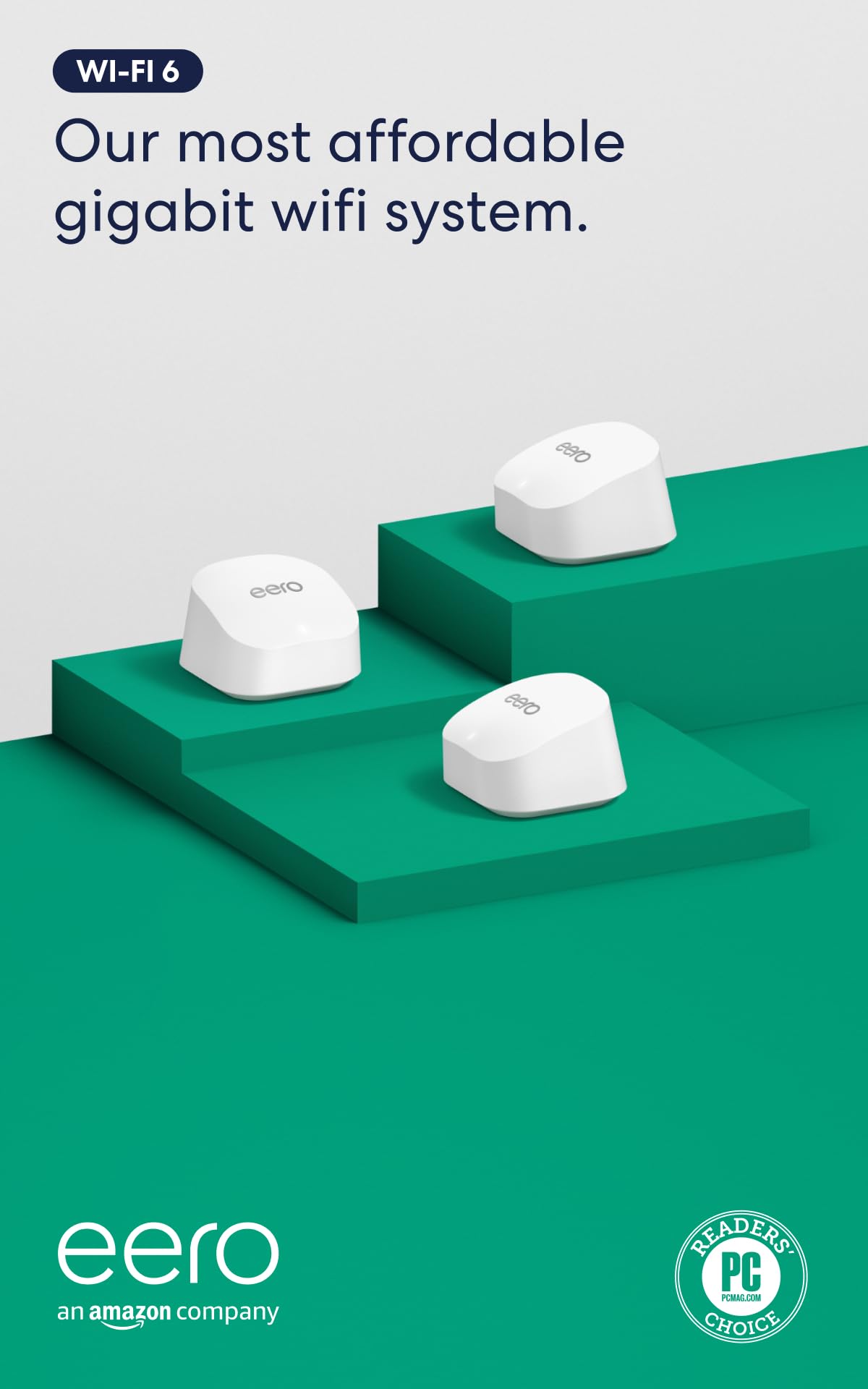 Amazon eero 6+ mesh wifi system - Supports internet plans up to a Gigabit, Coverage up to 4,500 sq. ft., Connect 75+ devices, 3-pack 3-pack without eero Plus