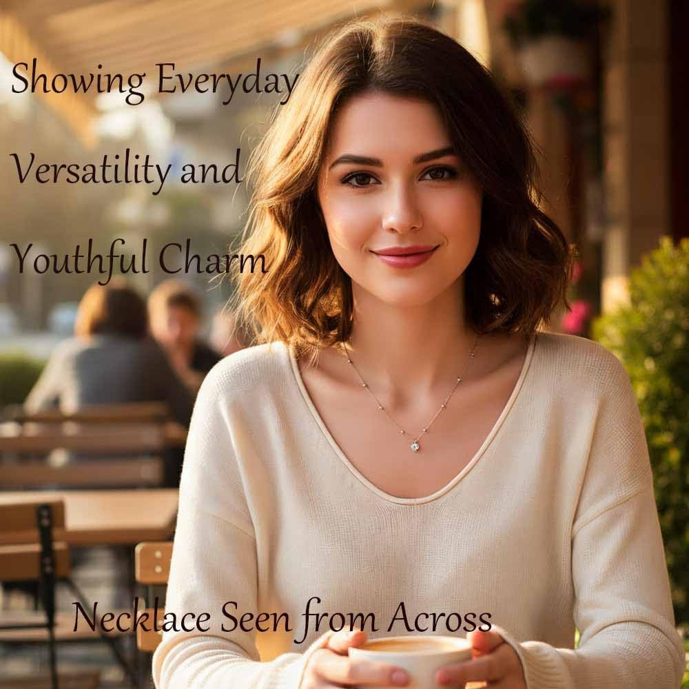 Moissanite Necklace For Women Jewelry, Prevent Pendant Slipping Beaded Planet Chain Design 925 Sterling Silver Necklace, Jewelry Gift for Anniversary, Birthday, Valentine’s Day - Image 4