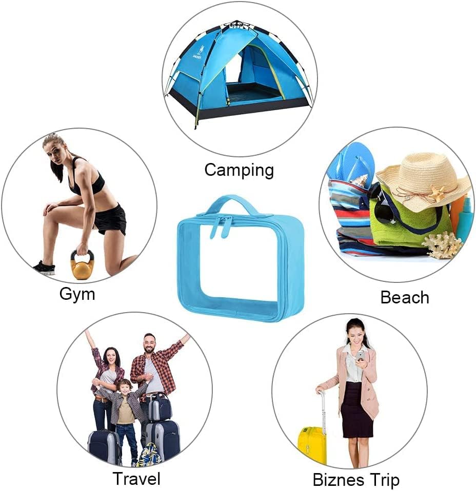 Miniatura 5 de ANRUI TSA Approved Toiletry Bag with Handle Strap, Clear Travel Liquids Toiletries & Cosmetics Organizer Carry-On Luggage for Women and Men 3 Pack