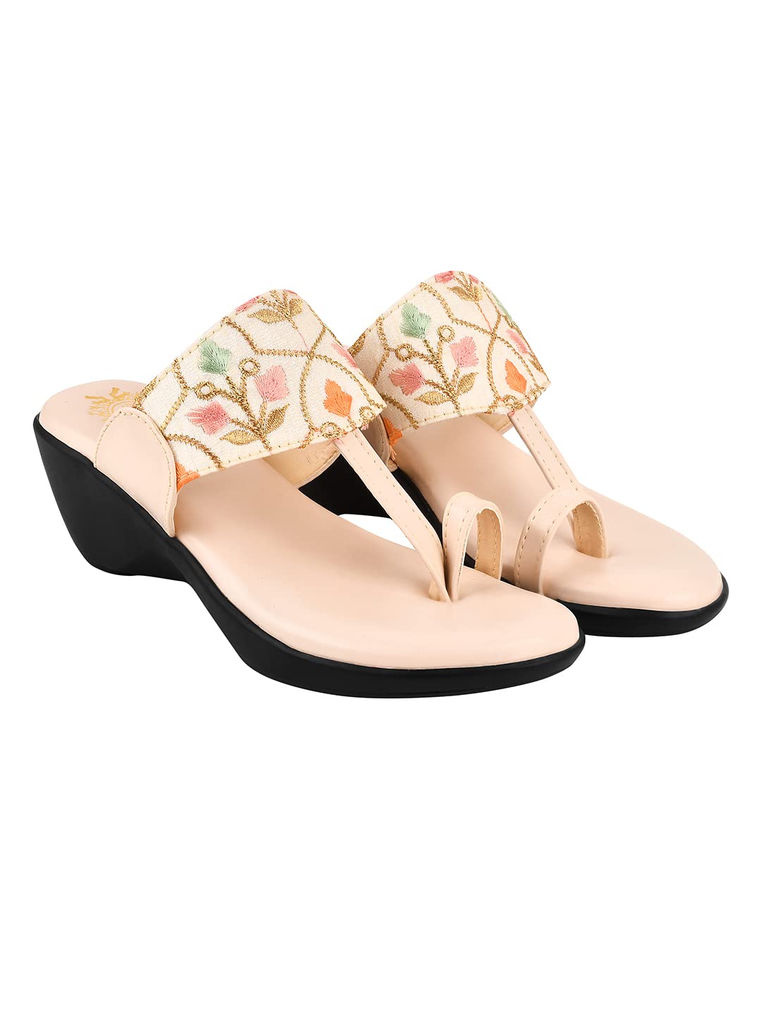Shoetopia Embroidered Ethnic Cream Kolhapuri Wedgess For Women & Girls /UK4 (B0BV6X9NGS) Amazon Price History, Amazon Price Tracker