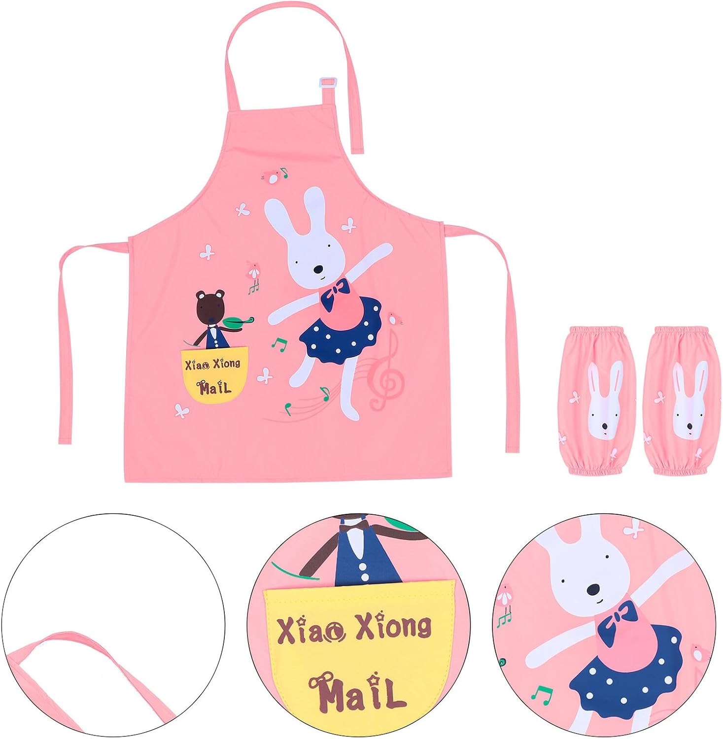 Waterproof Painting Apron and Sleeves for Boys and, Breathable Art Smock with Long Sleeve, Size L for Height 110-160Cm, Suitable for Drawing, Baking, and Crafting Activities