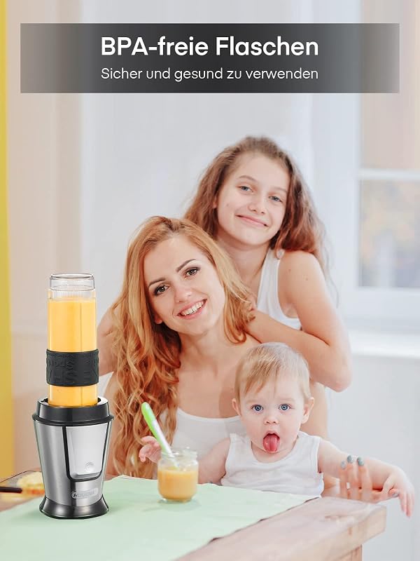 HOUSNAT 500W Smoothie Maker Kávéőrlő Blender 2 Sportpalackkal BPA-mentes
