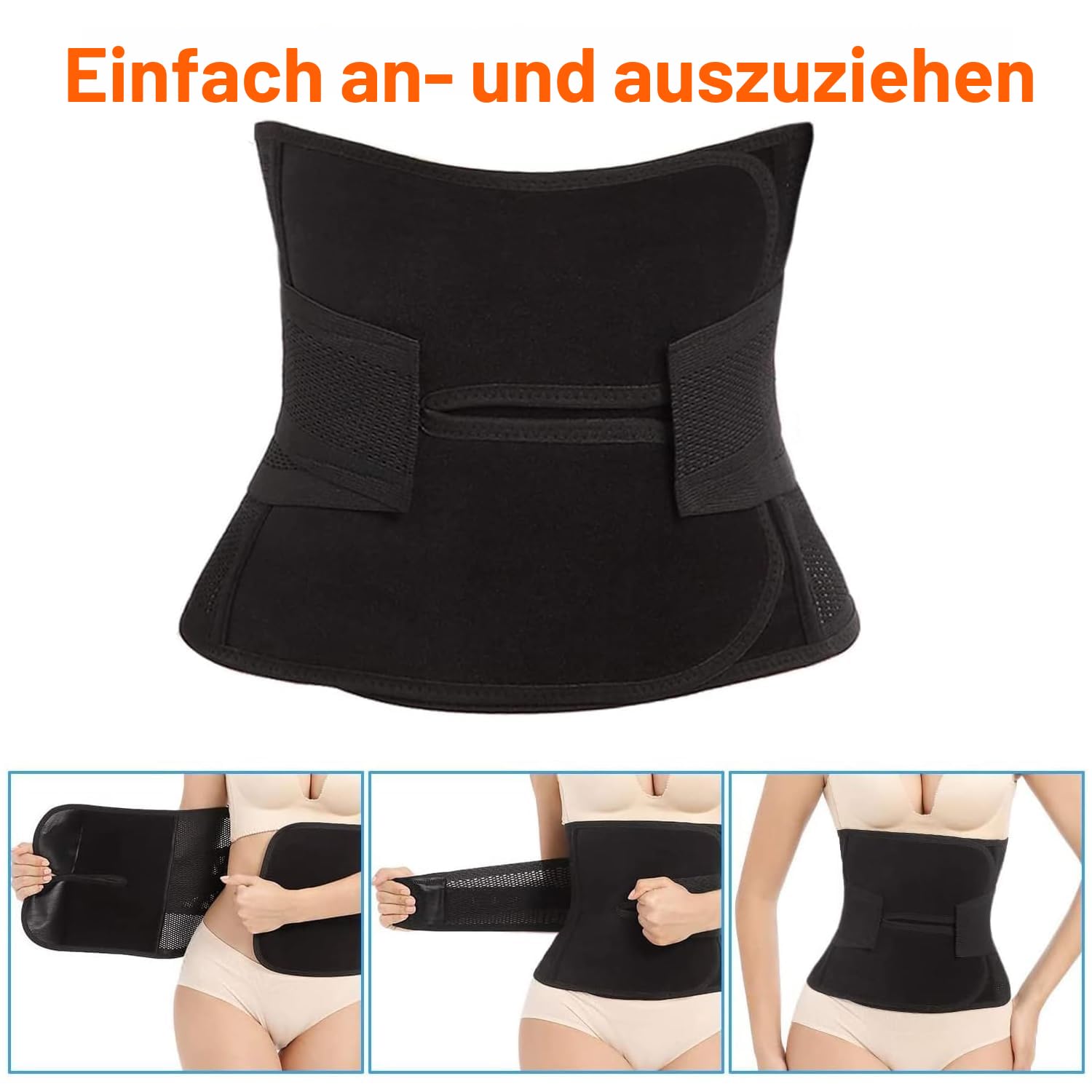 Trendyline Postpartale Unterstützung Bauch,Bauchband Nach der Geburt Postpartum Belt Band Mutterschaft Bauchband Bauchgurt Support Bauchgürtel für Damen - Schwarz - M