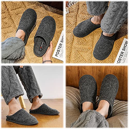 Image of LE KAPMOZ Men's Boiled Wool House Slippers Breathable Winter Warm Slip on Mules Indoor /Outdoor Slipper for Women Two Tone Cap Toe Clog