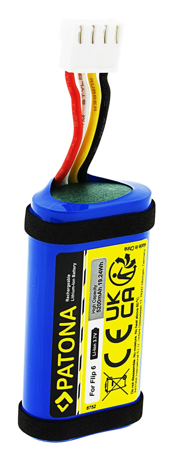 PATONA Akku Ersatz für JBL GSP-1S2P-F6D, JBLFLIP6BLUAM / JBLFLIP6REDAM, 5200mAh 3,7V Li-Ion, kompatibel mit JBL Flip 6 Soundbox, Bluetooth Lautsprecher, Boxen Speaker
