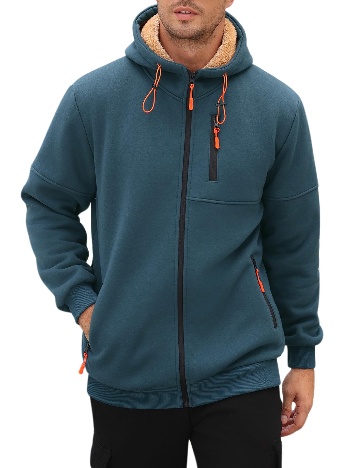 Sudaderas Hombres Invierno Forro Polar de Sudadera Cremallera Mantente Caliente Hoodie Chaqueta de Invierno para Hombre Sweatshirt