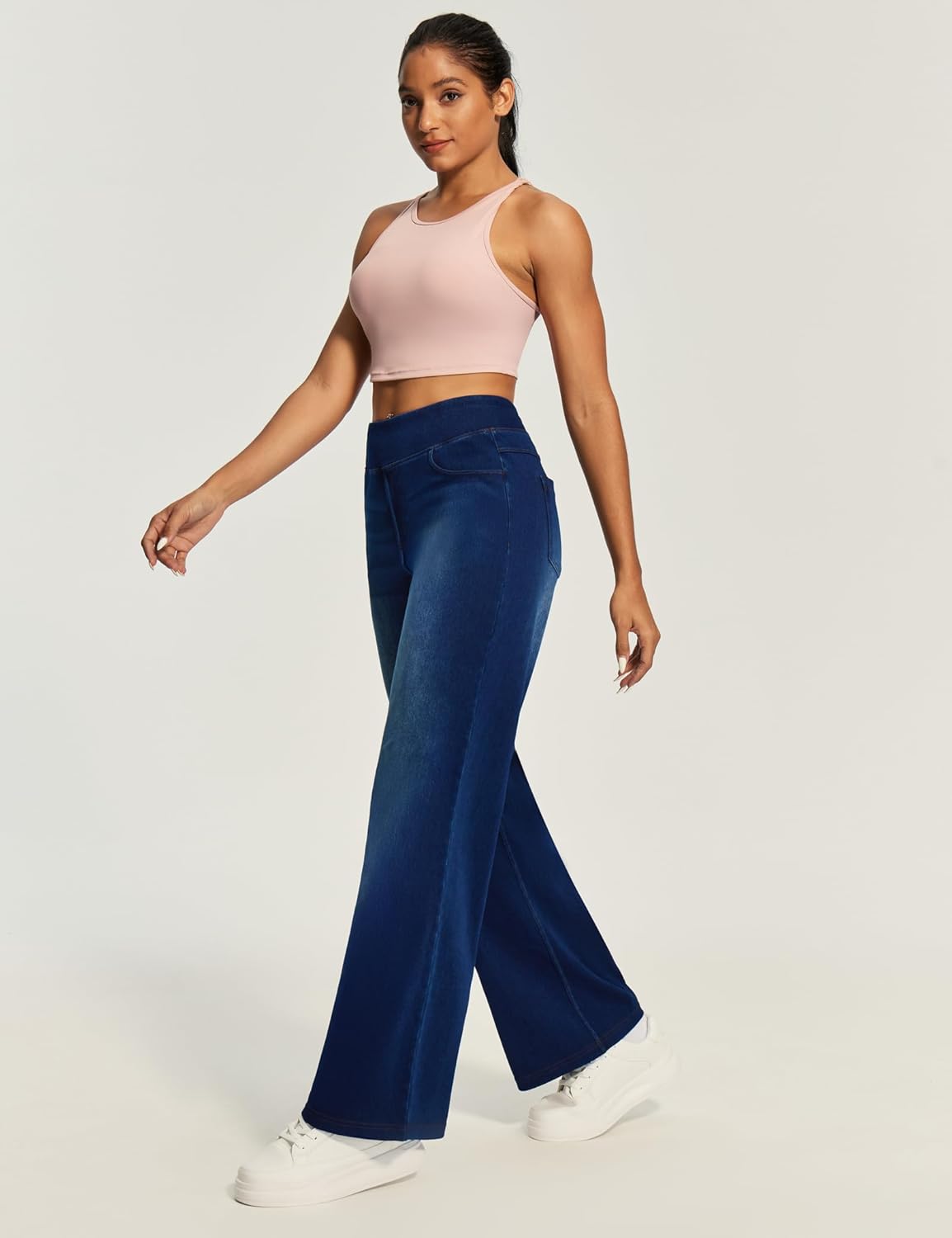 IUGA Wide Leg Jeans Woman High Waisted Pull On Baggy Jeans for Women Stretchy Trendy Womens Jean Straight Casual Denim Pants - Image 3