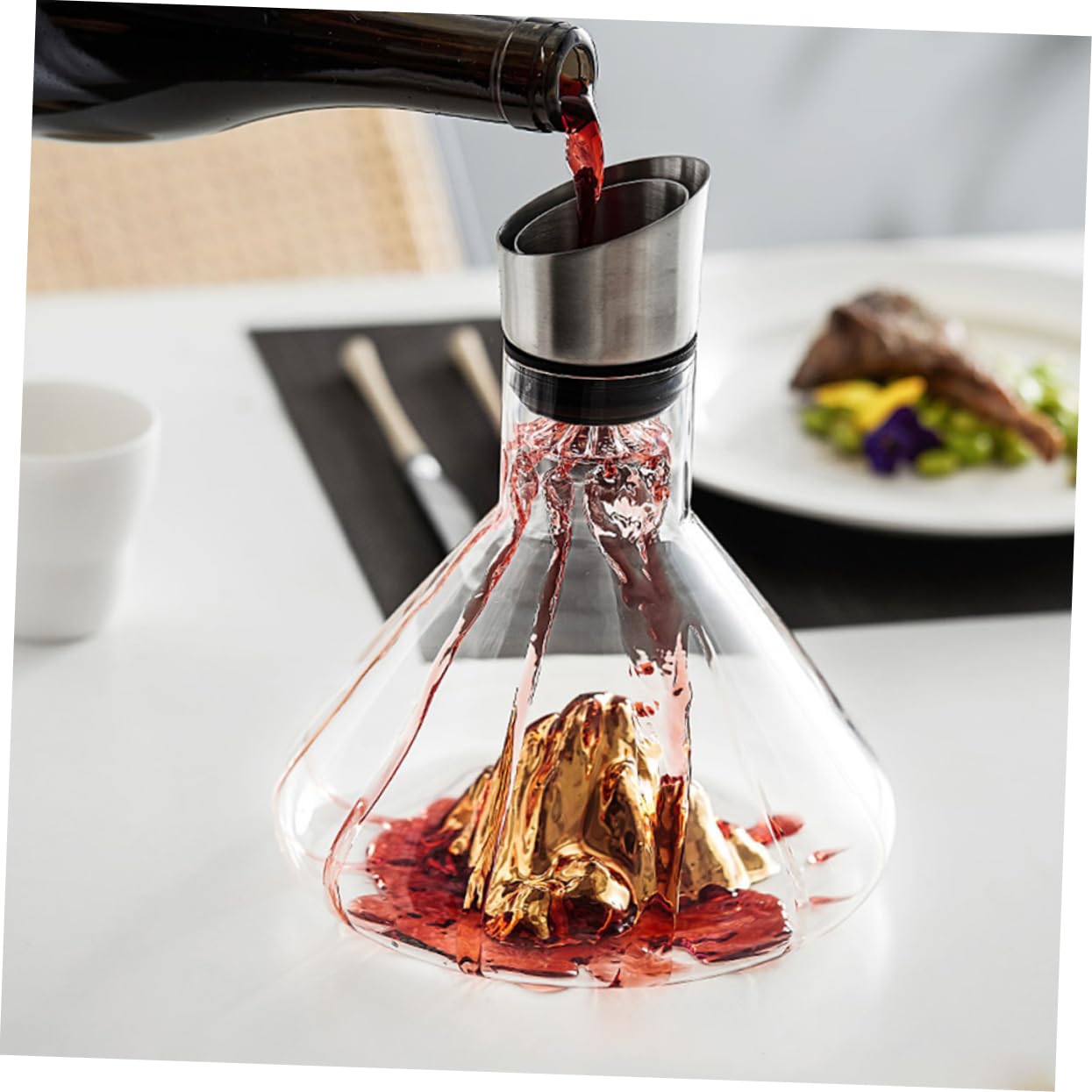 Goldene Kristall Weinkaraffe 1500ml, Transparenter Wein Dekanter