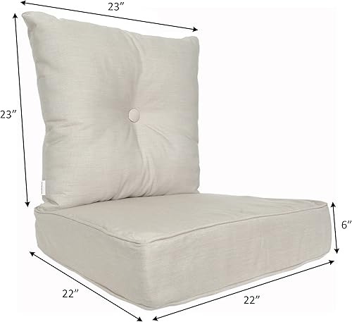 Miniatura 3 de Sunbrella para exterioresinteriores Juego de 2 (asiento de 22 x 22 x 6 pulgadas + cojín de respaldo de 23 x 23 x 7 pulgadas), lona de lino, marrón