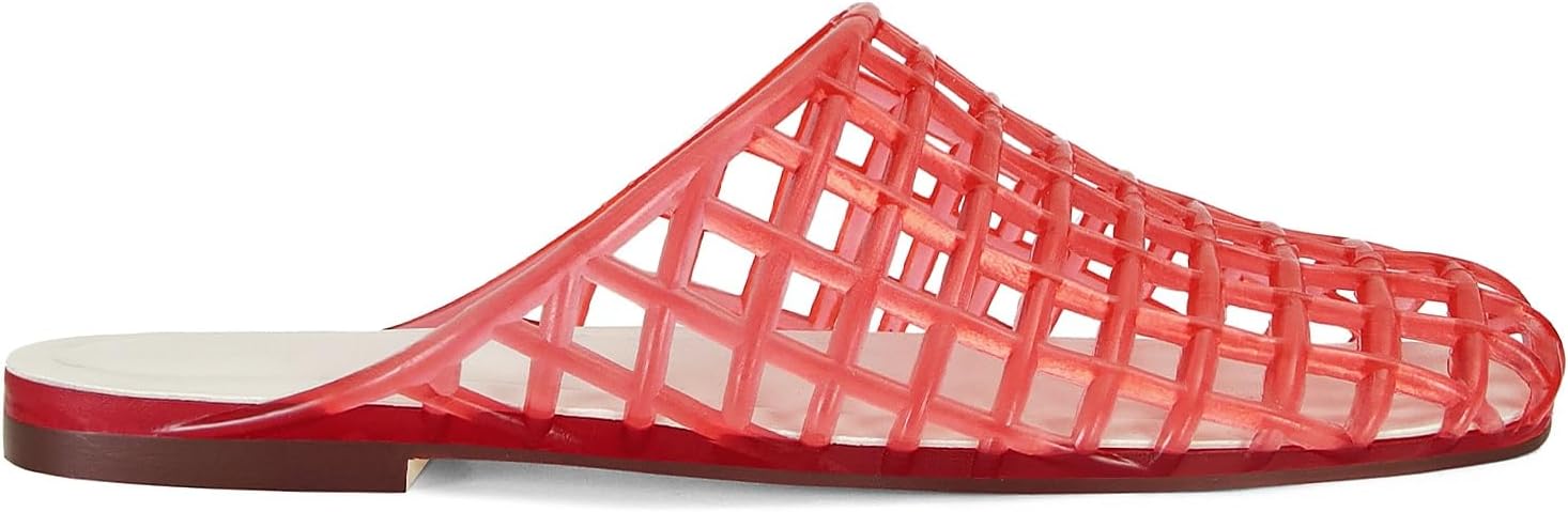 Clear Jelly Flats for Women Closed Toe Mesh Hollow Jellies Mule Sandals Slip On Jelly Slides Casual Comfortable Summer Beach Slipper Sandals