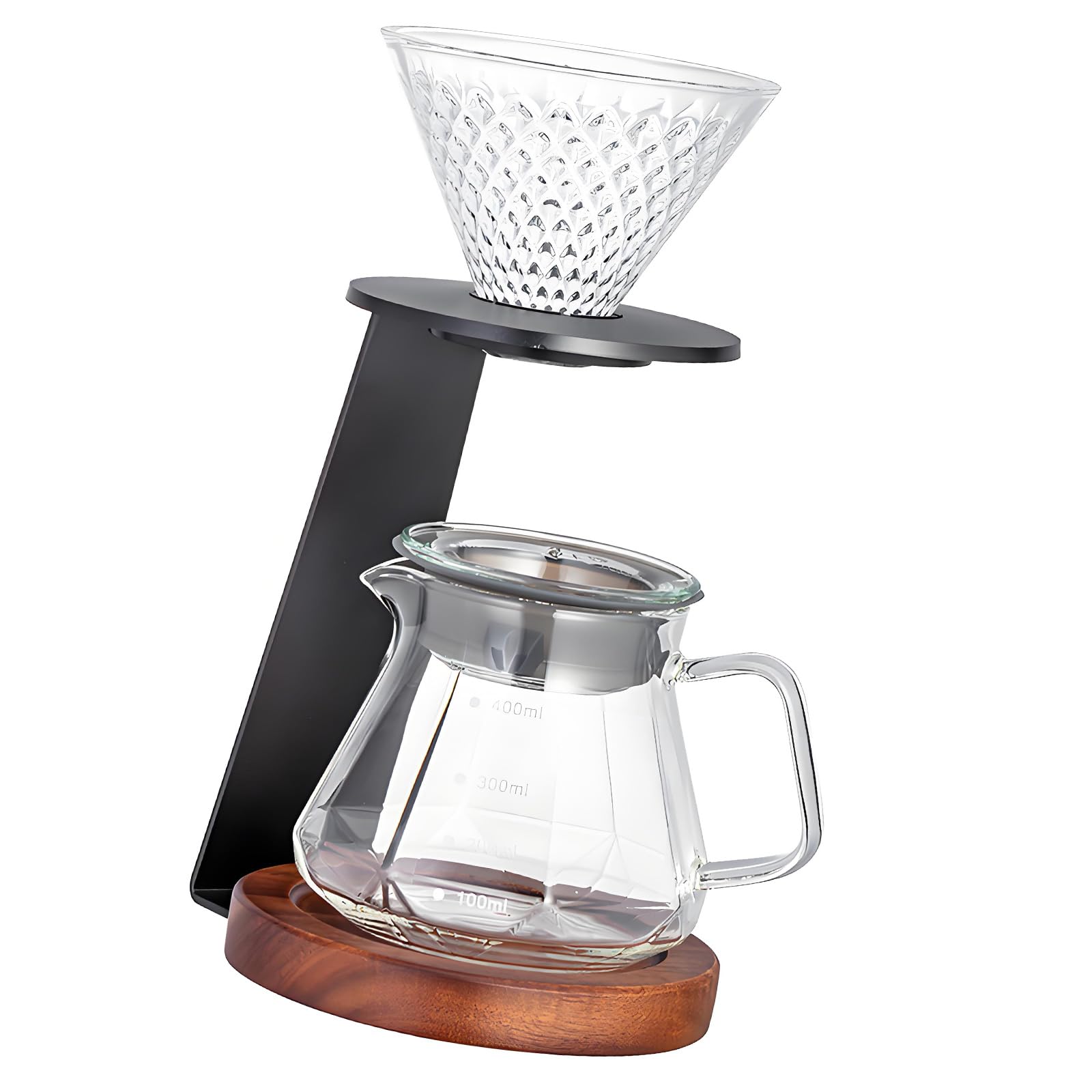 Generisch Filterkegelständer, komplett mit Glasserver, Kaffeemaschine mit Ständer und Klarglaskannen, ästhetisches Kaffeezubehör Set