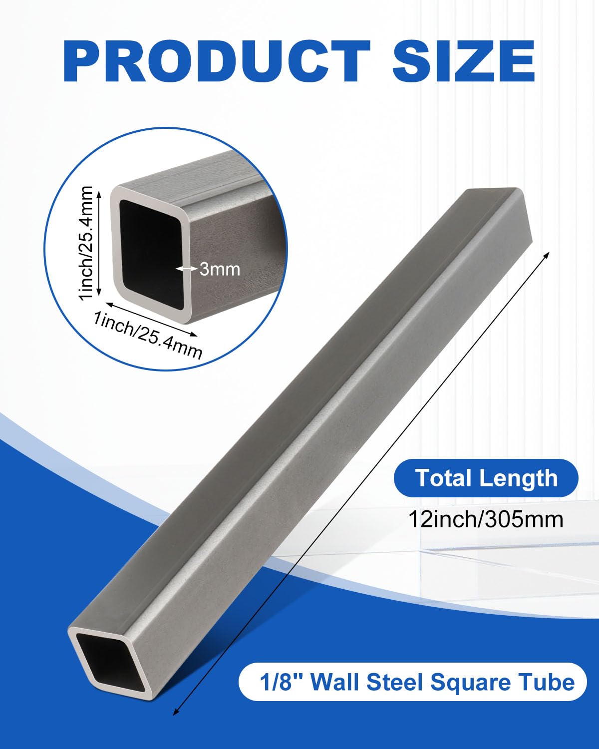 Steel Tubes - 12" Length, 2 Pack -2