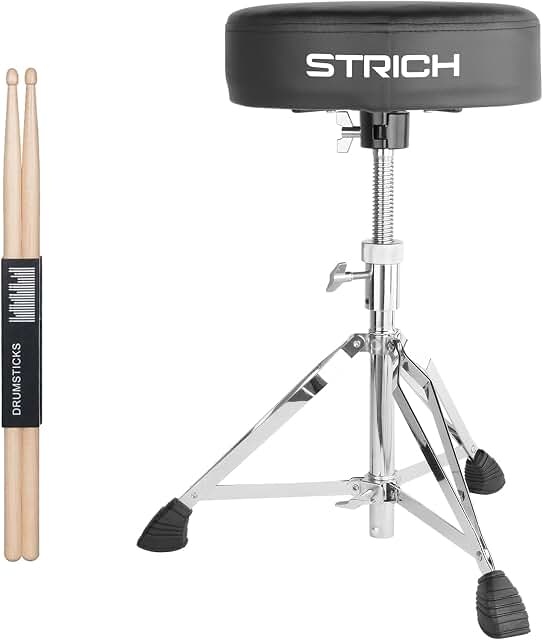 STRICH Drum Throne Seat, Height Adjustable Padded Drum Stool Chair, Heav...