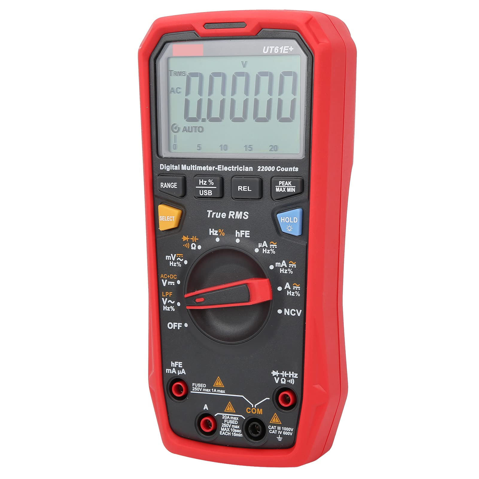 UT61E+ 1000V Cyfrowy Multimetr, Prawdziwy Tester RMS z Wyświetlaczem Podświetlenia LCD dla Instrumentów Elektryka, Obsługuje Alarm Audiowizualny