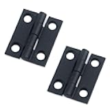 MY MIRONEY 2-Pack Mini Solid Brass Hinges Black Foldable Butt Hinge 1 Inch Small Hinges Door Hinges with Screws for Small Gift Box Jewelry Chest Wood Box