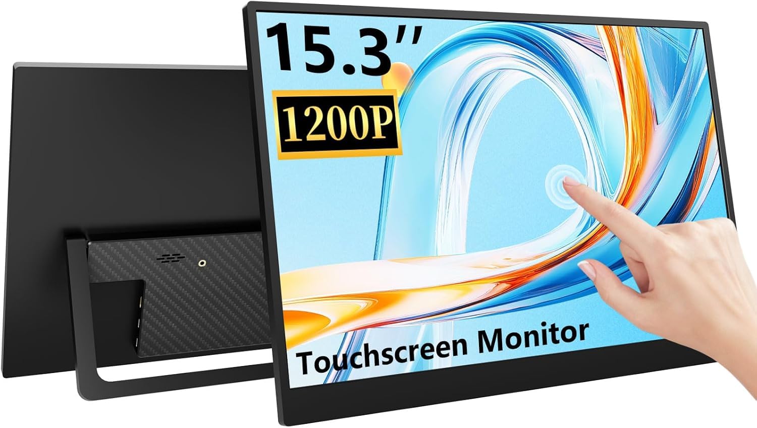 15,3 Zoll 10-Punkt Touchscreen Monitor, Tragbarer Homeoffice Zweitbildschirm IPS 1920x1200, Stereolautsprecher, USB-C EIN-Kabel u. HDMI für Laptop Smartphone Switch, Augenschutz