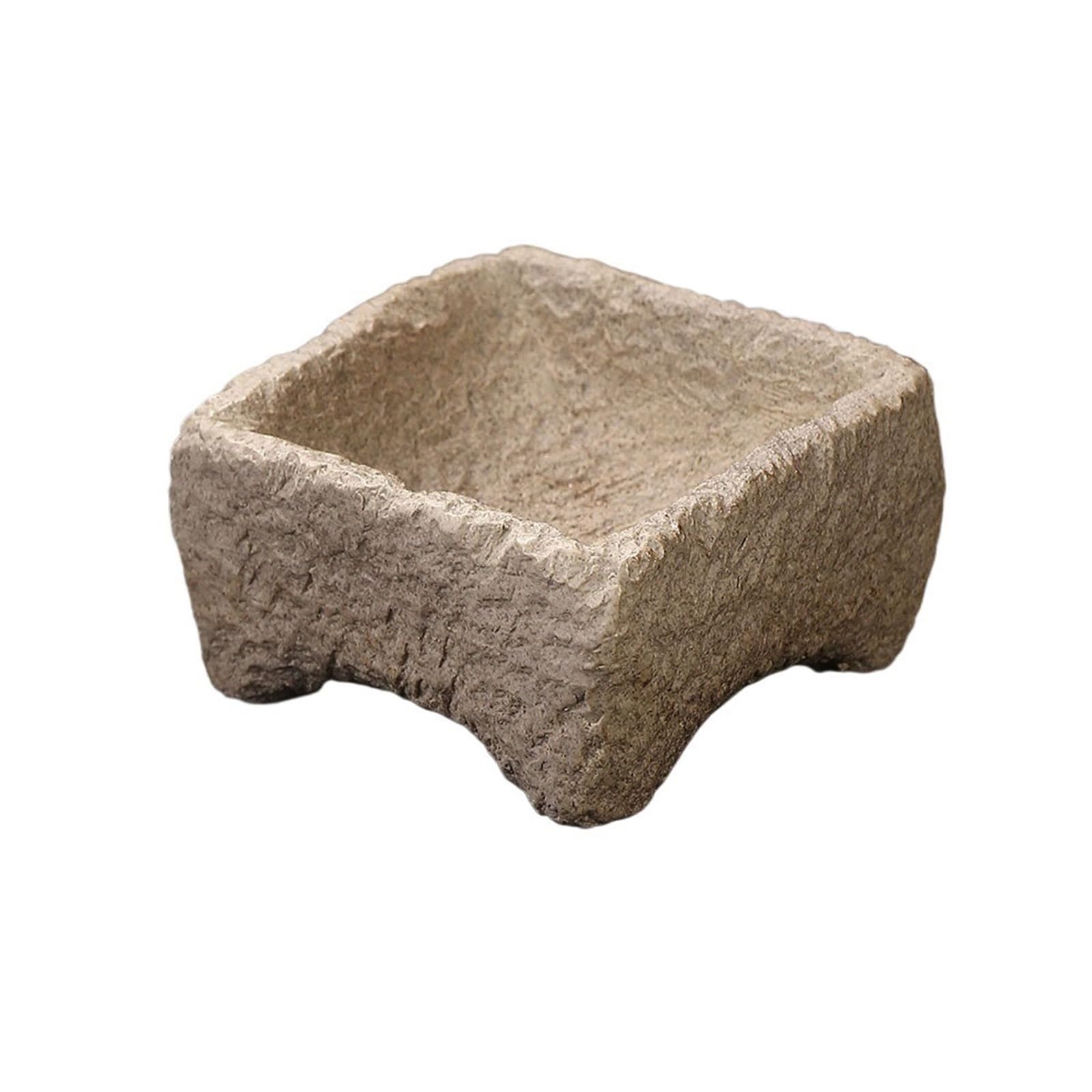 Flower Pot Tray Four-legged Ceramic Flower Arranging Saucer Imitation Stone Tray Retro Style Ikebana Bowl