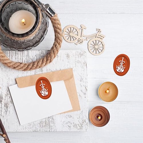 Miniatura 3 de CRASPIRE Sello de cera de espada, sello de cera de sellado de fuego, ovalado, retro, vintage, cabeza de sello de latón extraíble con mango de madera