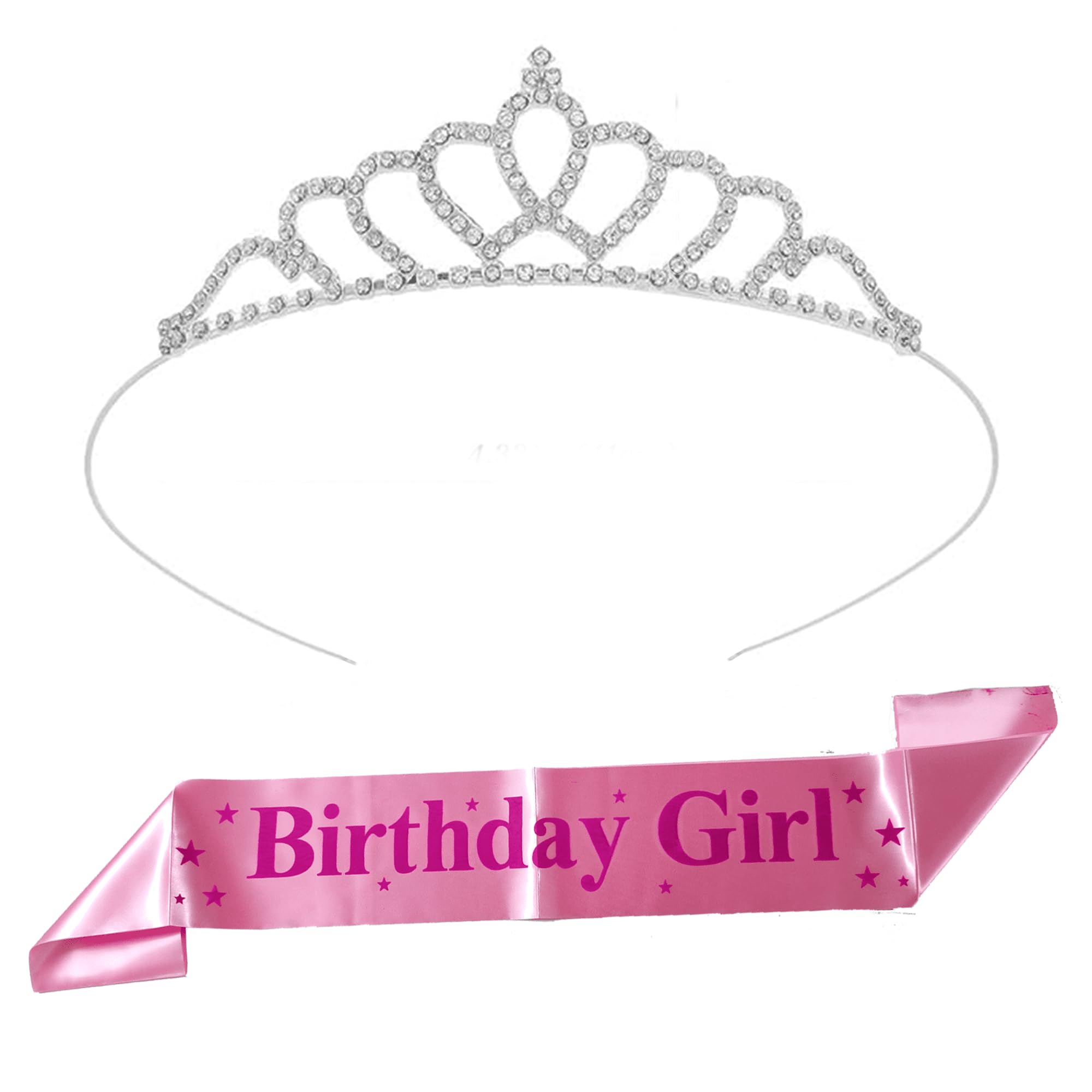CURATED CART Princess Rhinestone Crystal Vintage Queen Crown Headband with Soft Satin Pink Birthday Girl Sash for Birthday, Pageant, Costume, Crown Bridal for Wedding Halloween (B0CPDNJV7P) Amazon Price History, Amazon Price Tracker