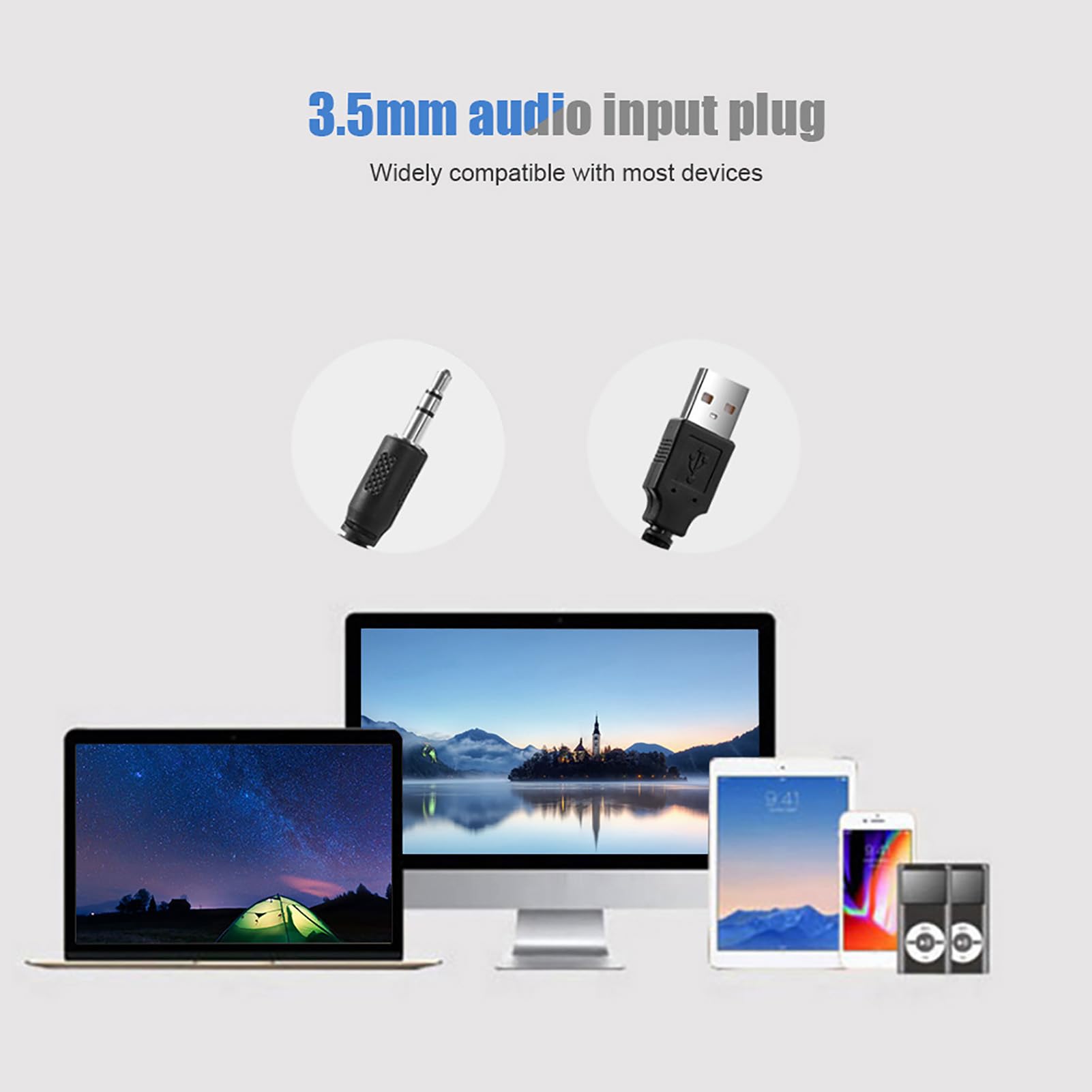 Soundbar für TV Geräte, USB Lautsprecher für PC Fernsehlautsprecher mit Kabel Wired Stereo Musikboxen Soundbox Sound, für Desktop Laptop Tablet 3,5 mm Eingang (Black)