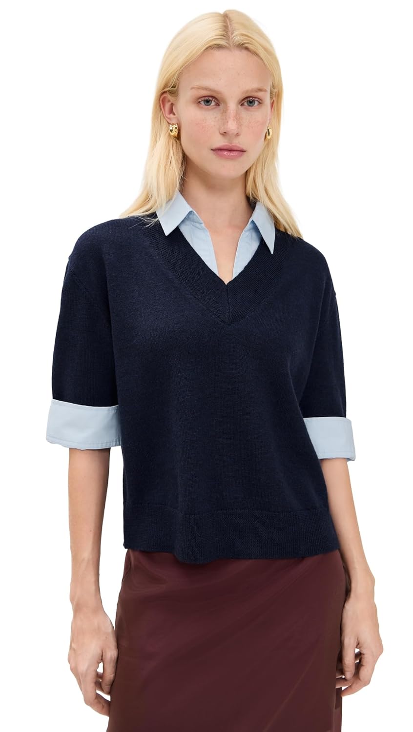 Tanya Taylor Womens Esme Sweater Combo Top