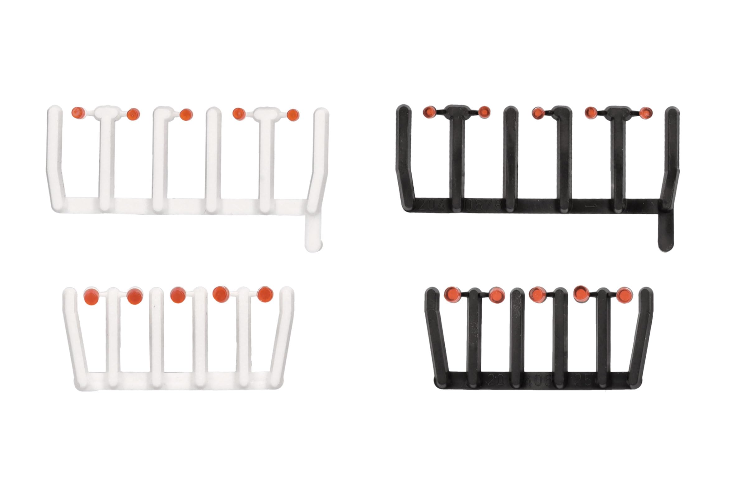 Herpa Accessory 80 transparent orange signal lights with black and white bases, 20 large and 20 small each, at 1:87 scale, miniature model, plastic