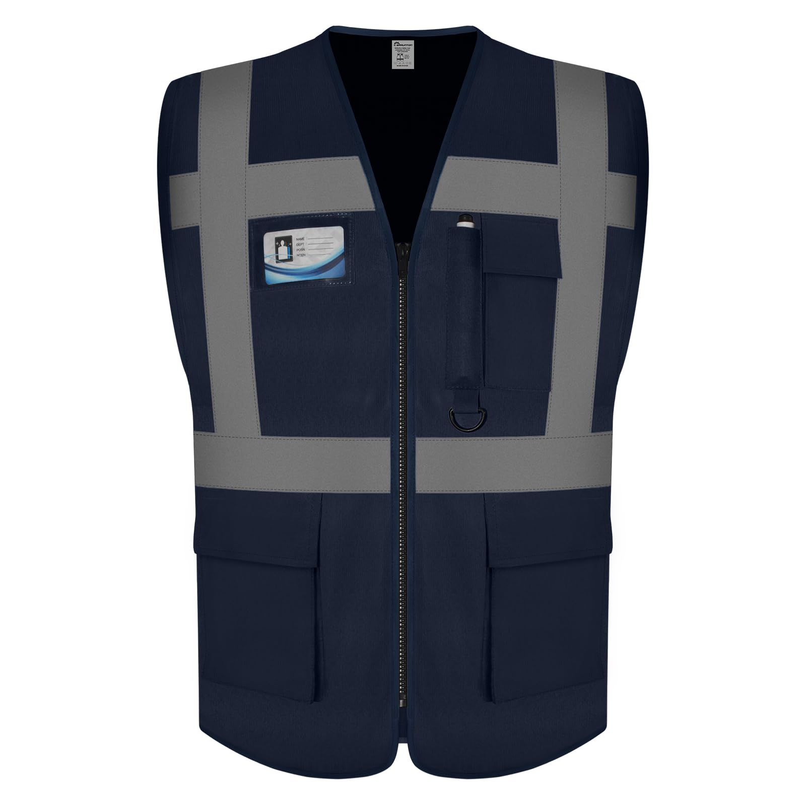 Graunton High Reflective Vests with Zipper, High vis vests for Men Women, Hi Viz Vest for Traffic Management, Public Safety, Transport, Meets ANSI/ISEA Standards,UK1-Navy Blue, 4XL. — image 1