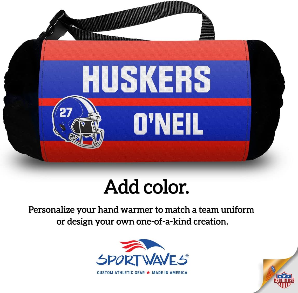 Hand Warmer for Quarter Back, Players, and boosters - Customizable Team Name and Player Name