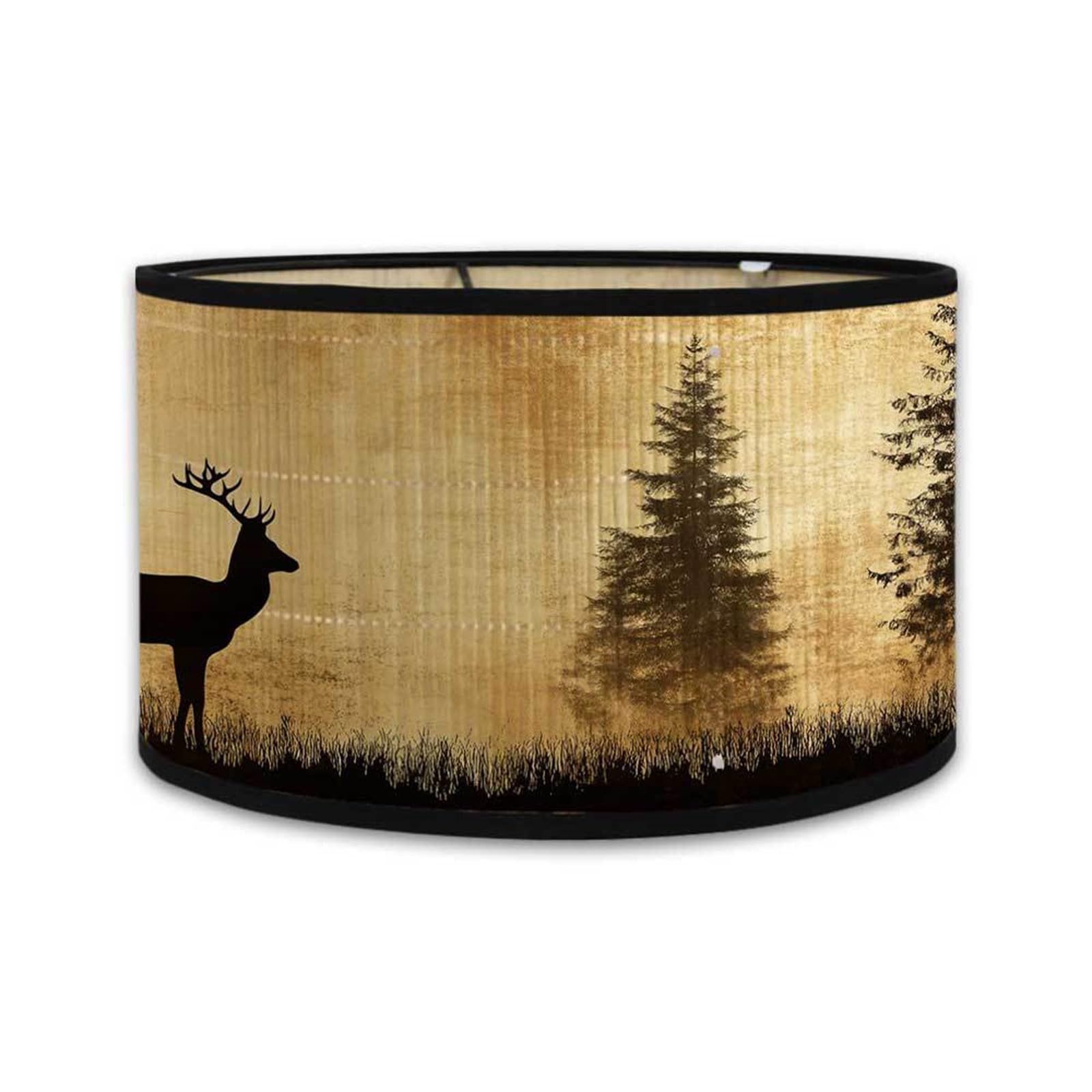 Morbuy Bamboo Lampshade for Table Lamps, Forest Deer Print Light Shades Bedside Light Lamp Shades for Wall Bedside Table Floor (Camel)