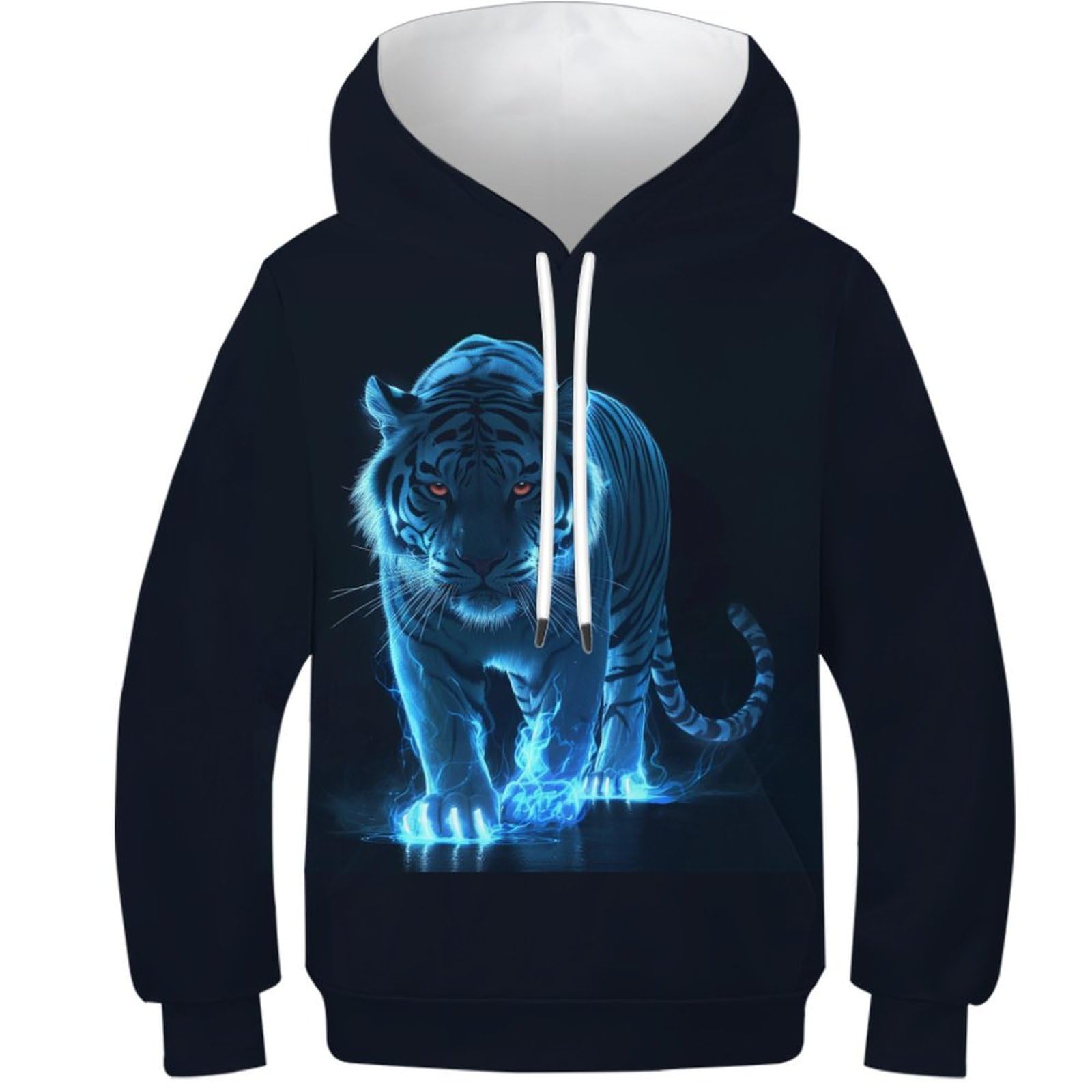 Hlxzmcvbt Unisex Kids Style-2 Tiger Boys Girls Hoodies 3D Graphic Pullover Amusing Pullover Sweatshirt Hooded Sweatshirt Pockets 13-15Y