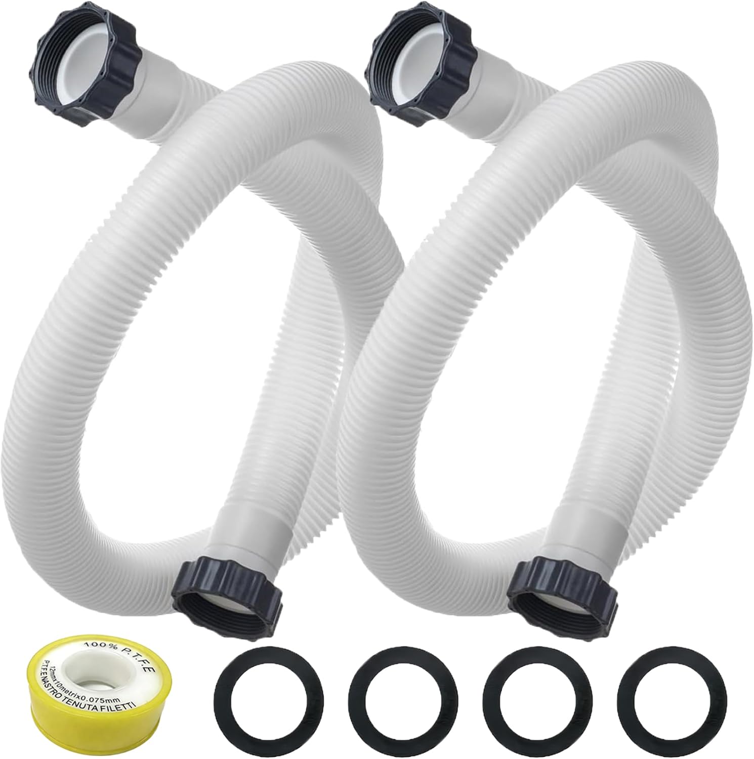 1.5 Inch Pool Hoses for Above Ground Pools, 1.5'' x 59" Sand Filter Hose Accessories, Pool Pump Hose Replacement Compatible with Intex Coleman Bestway Filters & Saltwater Systems, 2 Pack