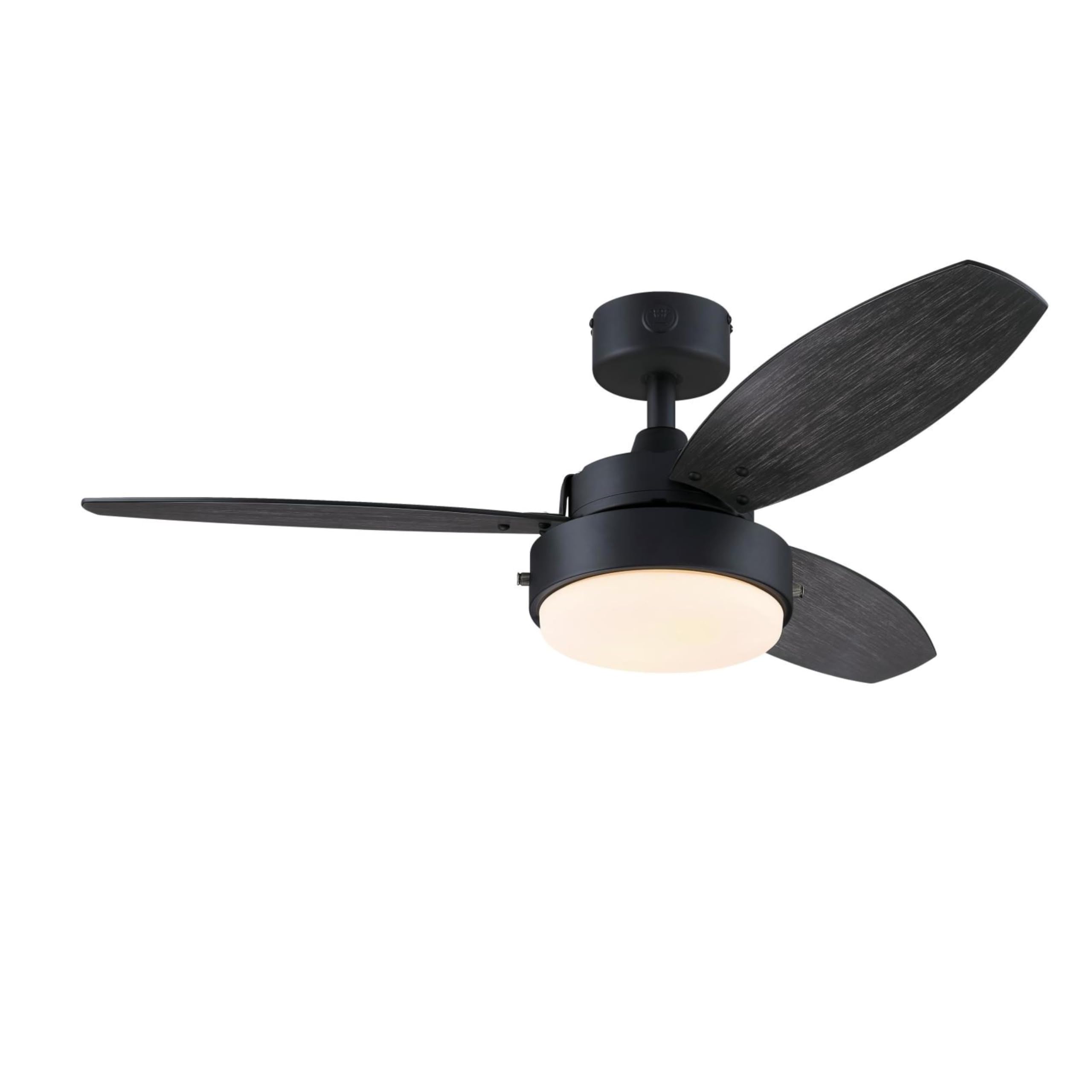 Westinghouse Lighting Alloy Contemporary Indoor/Outdoor Ceiling Fan, LED Light Fixture with Opal Frosted Glass, 42 Inch, Matte Black Finish