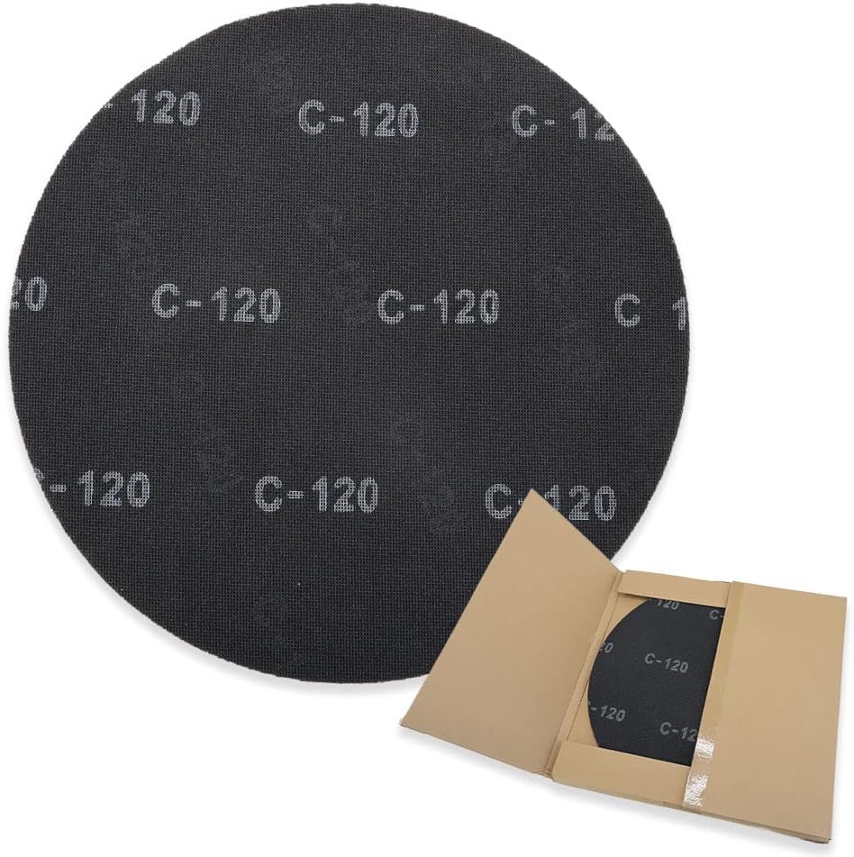 HUAALIUCHE 17" Sanding Screen Discs - Mesh Floor Sanding Screen - Black Silicon Carbide - for Wood Floors (10 Pack, 120 Grit)