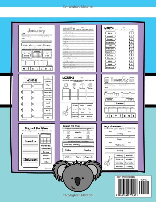 Learning Days of the Week and Months of the Year Workbook: Worksheets, Sorts, Writing, and Spelling for Kindergarten, First Grade, and Second Grade Learning - Image 2