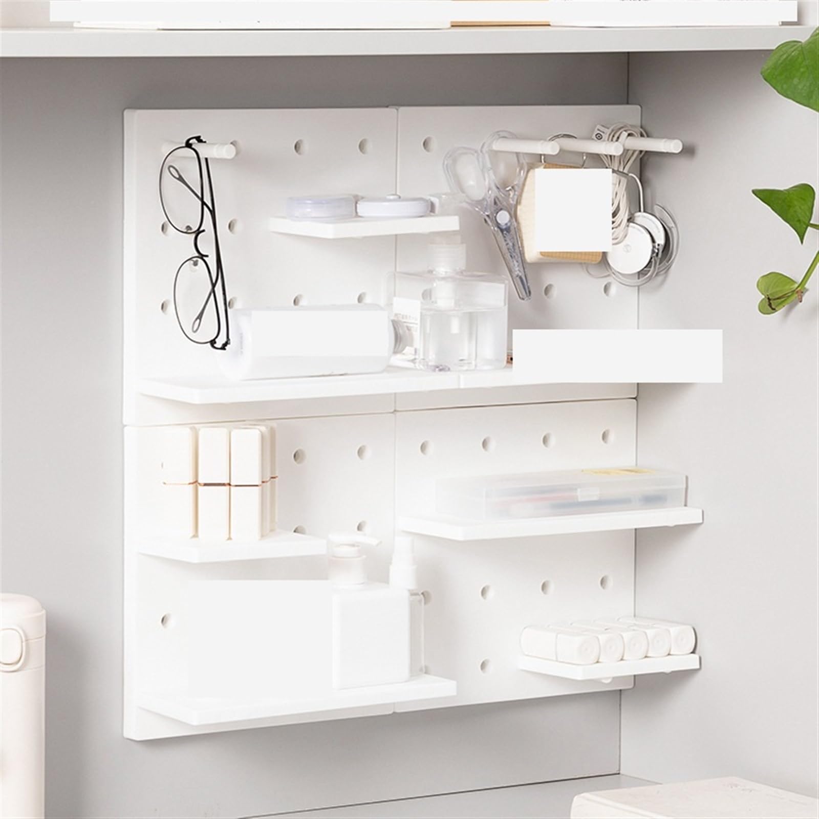 Lochwand zur Wandorganisation Kunststoff Loch Bord Wand Regal Lagerung Rack Perforation-freies Panel Schlafzimmer Pegboard Room Decor(WhiteX3)
