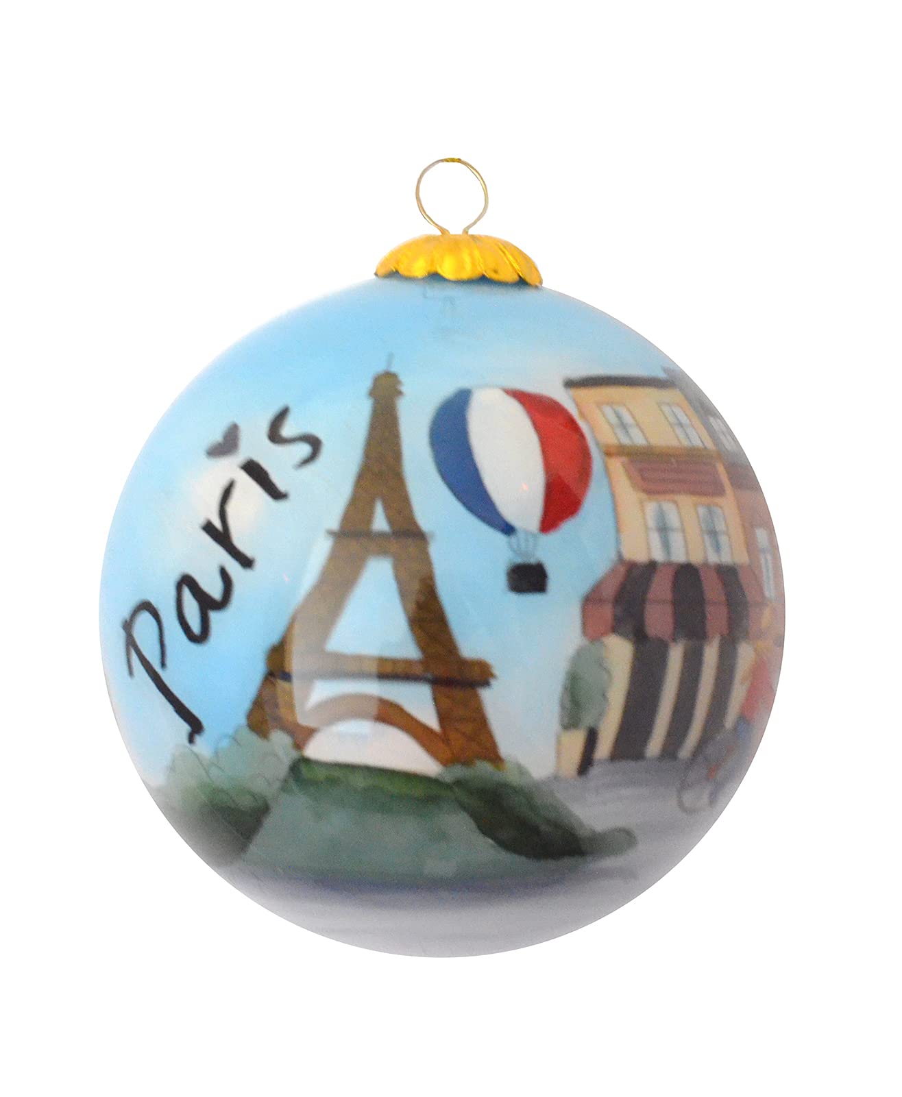 Hand Painted Christmas Ornament, Blown Glass, Hanging Tree Ornament, Holiday Decor, Europe, Paris