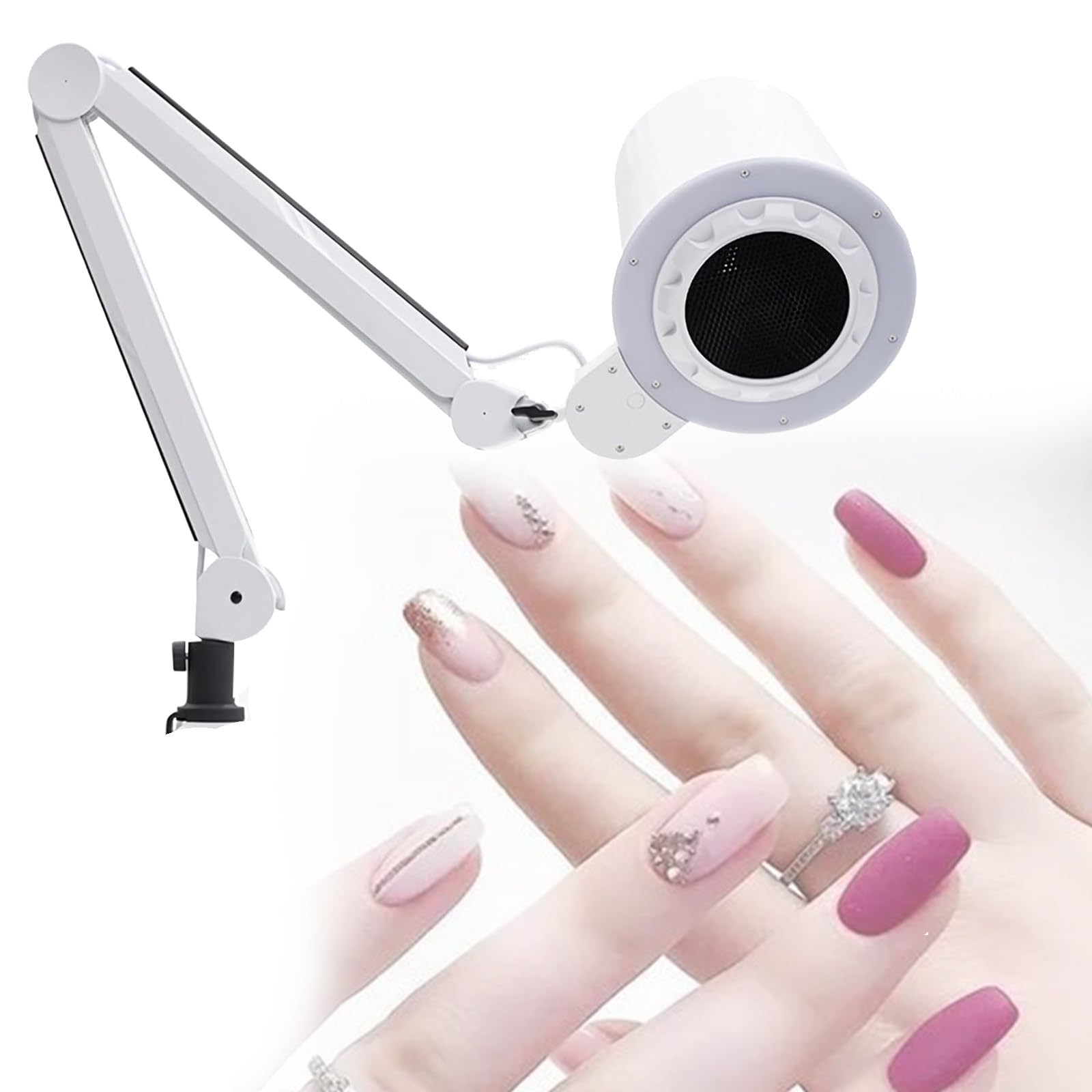 Odpylacz Do Paznokci,Odkurzacz Do Paznokci O Mocy 55 W,Tryb Oświetlenia Led-3,Możliwość Regulacji Kąta 90°,Do Manicure W Salonie Lub Domu