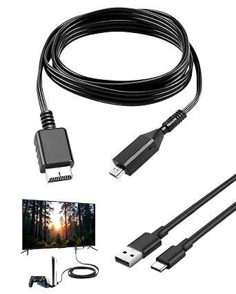 PS1/PS2 to HDMI Adapter Cable, PS1/PS2 to HDMI Converter, Support PS1/PS2 Games Consoles and Projector Monitor TV Multimedia HD Connection 720P/1080P Output Multifunctional PS2 HDMI Adapter Cable Link