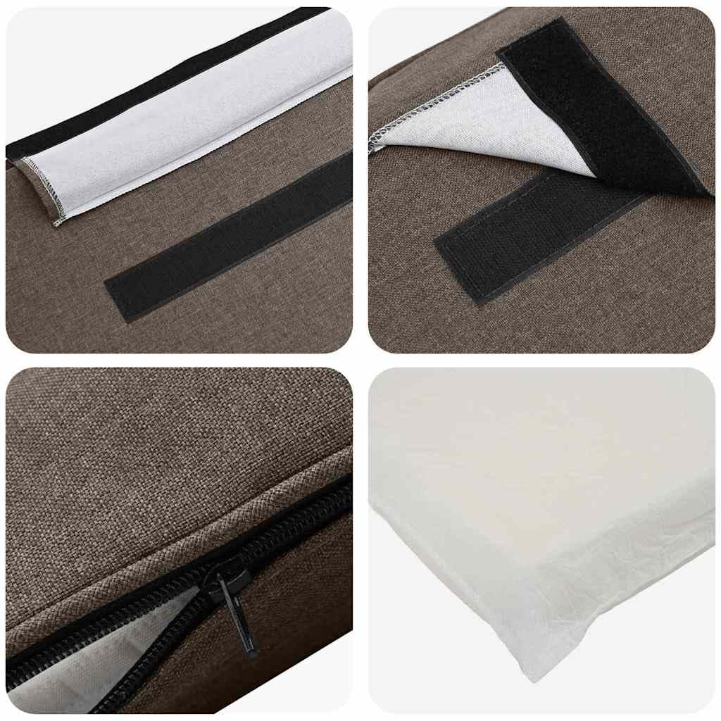 Wyściełany zagłówek, brązowo-szarobrązowy, 80 cm, lite drewno sosnowe, elegancki design, trwały, łatwa pielęgnacja, do sypialni i pokoju gościnnego
