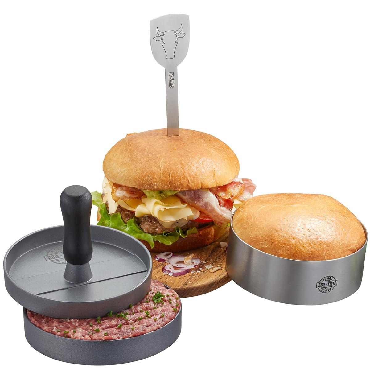 Set de 3 burgers pour barbecue GEFU fini les steaks déformés au gril