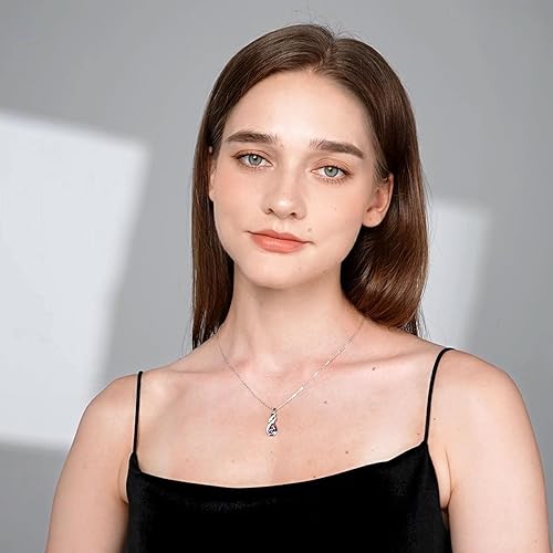 Miniatura 3 de Birthstone Necklaces for Women 925 Sterling Silver Infinity Pendant Created Gemstone Jewelry for Her, 16"+2