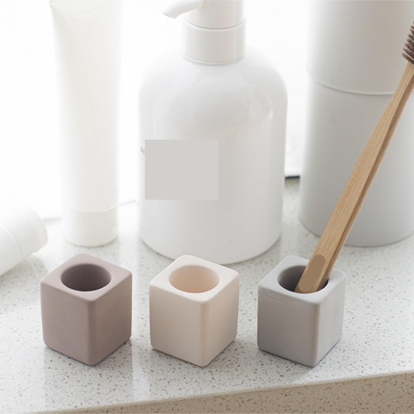 Organizer per Spazzolino da Denti Diatomite Portaspazzolino for Bagno, Doccia, Organizzatore di Stoccaggio da Appoggio Accessori da Bagno(Beige)